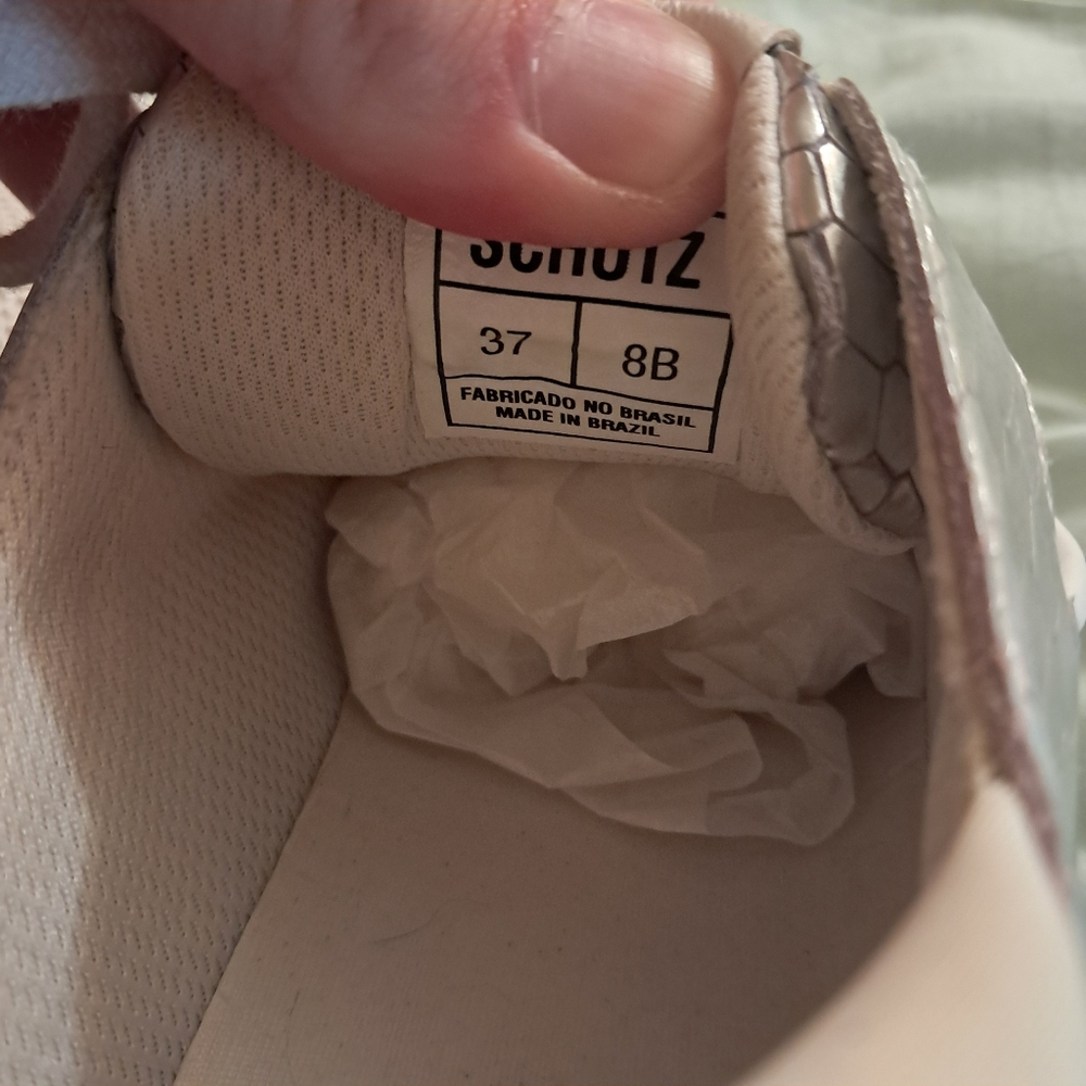 *Final Price* Schutz Sneakers Women's 8 Silver White Chunky Platform Snakeskin - Picture 5 of 6
